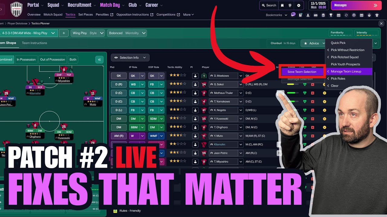 FM26 Patch 2 Released - Space Bar Fix and 200+ Game Changes