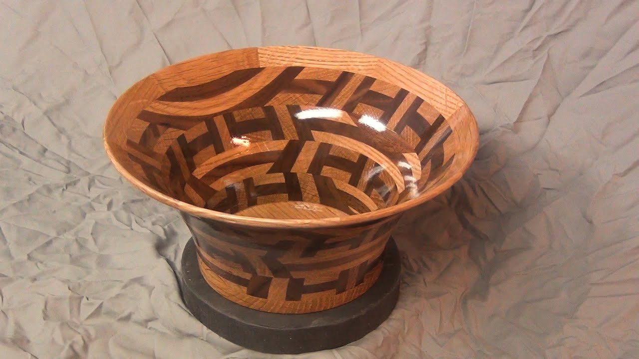 Woodturning Chaos Bowl Red Oak, White Oak, Black Walnut