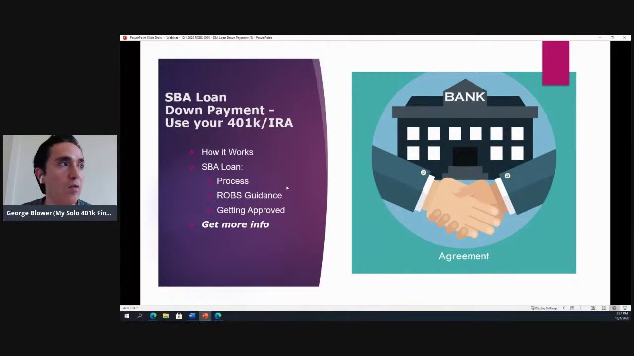 ROBS 401K - How to Use Your 401k/IRA as an SBA Loan Down Payment: Tax-Penalty Free