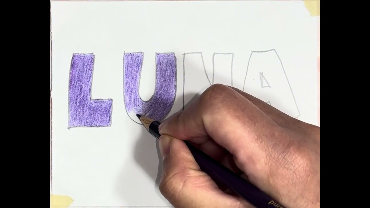 ASMR coloreando el nombre de LUNA!! 