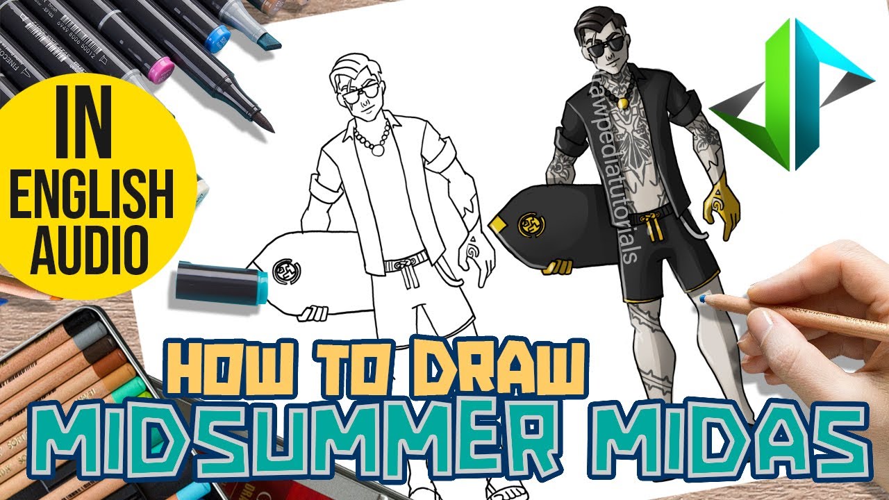 [DRAWPEDIA] HOW TO DRAW *NEW* MIDSUMMER MIDAS from FORTNITE - STEP BY STEP DRAWING TUTORIAL