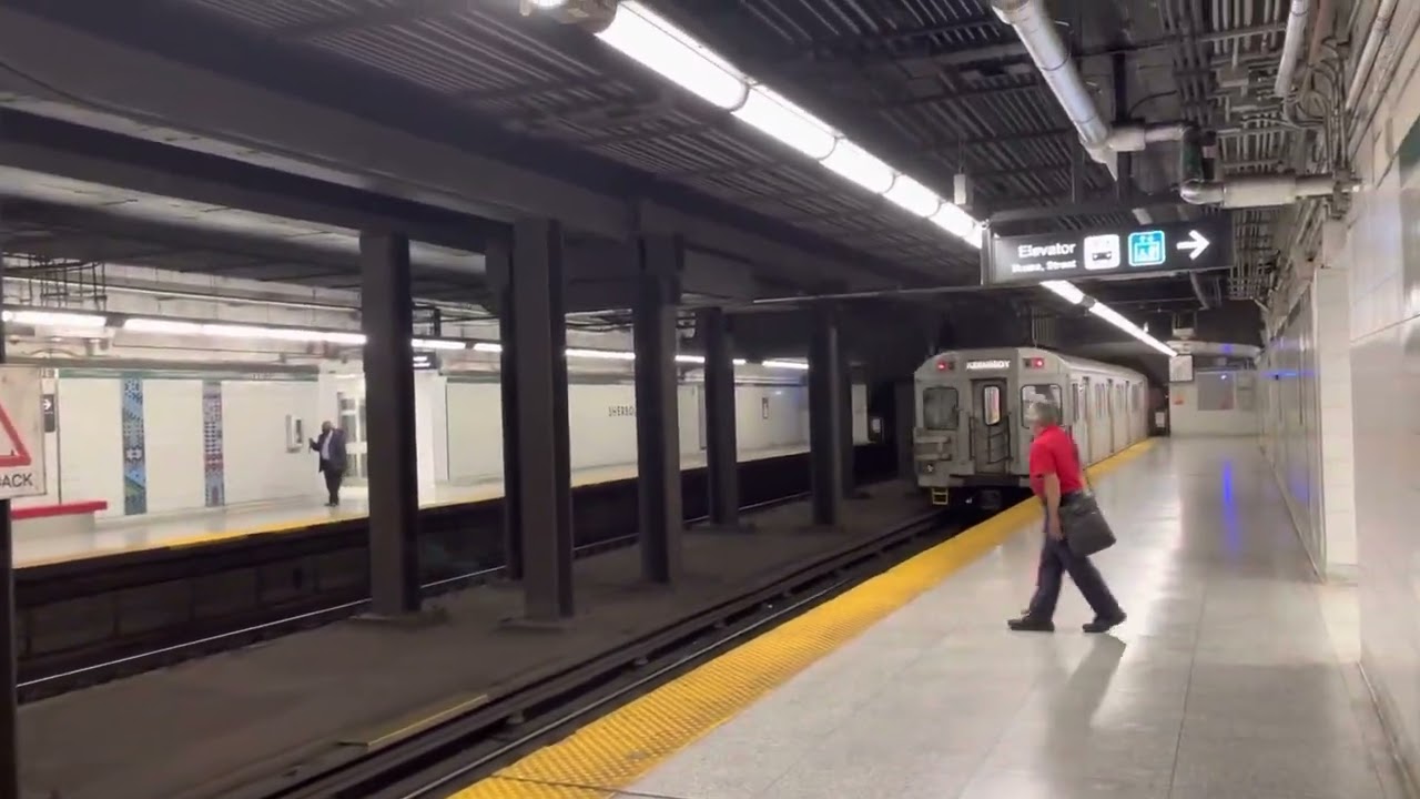 TTC Line 2 Bombardier T1 Subway Trains at Sherbourne Station 6/10/2022