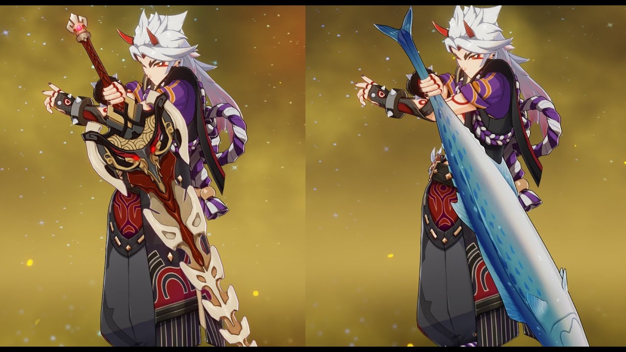 R1 Serpent Spine vs R5 Luxurious Sea-Lord and Prototype Archaic for Arataki Itto Damage Comparison