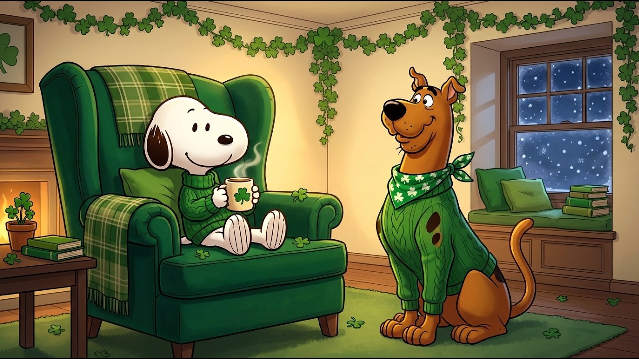 Warm St. Patrick’s Day with Snoopy ☕ Smooth Jazz for Study 🌿 Cozy Spring Living Room