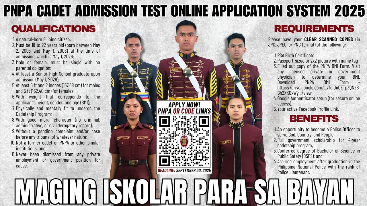 𝐌𝐚𝐠𝐢𝐧𝐠 𝐈𝐬𝐤𝐨𝐥𝐚𝐫 𝐩𝐚𝐫𝐚 𝐬𝐚 𝐁𝐚𝐲𝐚𝐧 - PNPA Cadet Admission Test 2025 Online Application for PNPA CLASS 2030