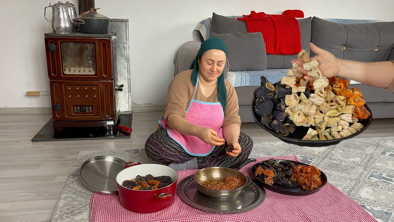 Ramazanda Yazdan Kuruttuğum Kurutmalıklarla Bir Tencere Dolusu Kıymalı Dolma Doldurdum❗️Hoşaf 