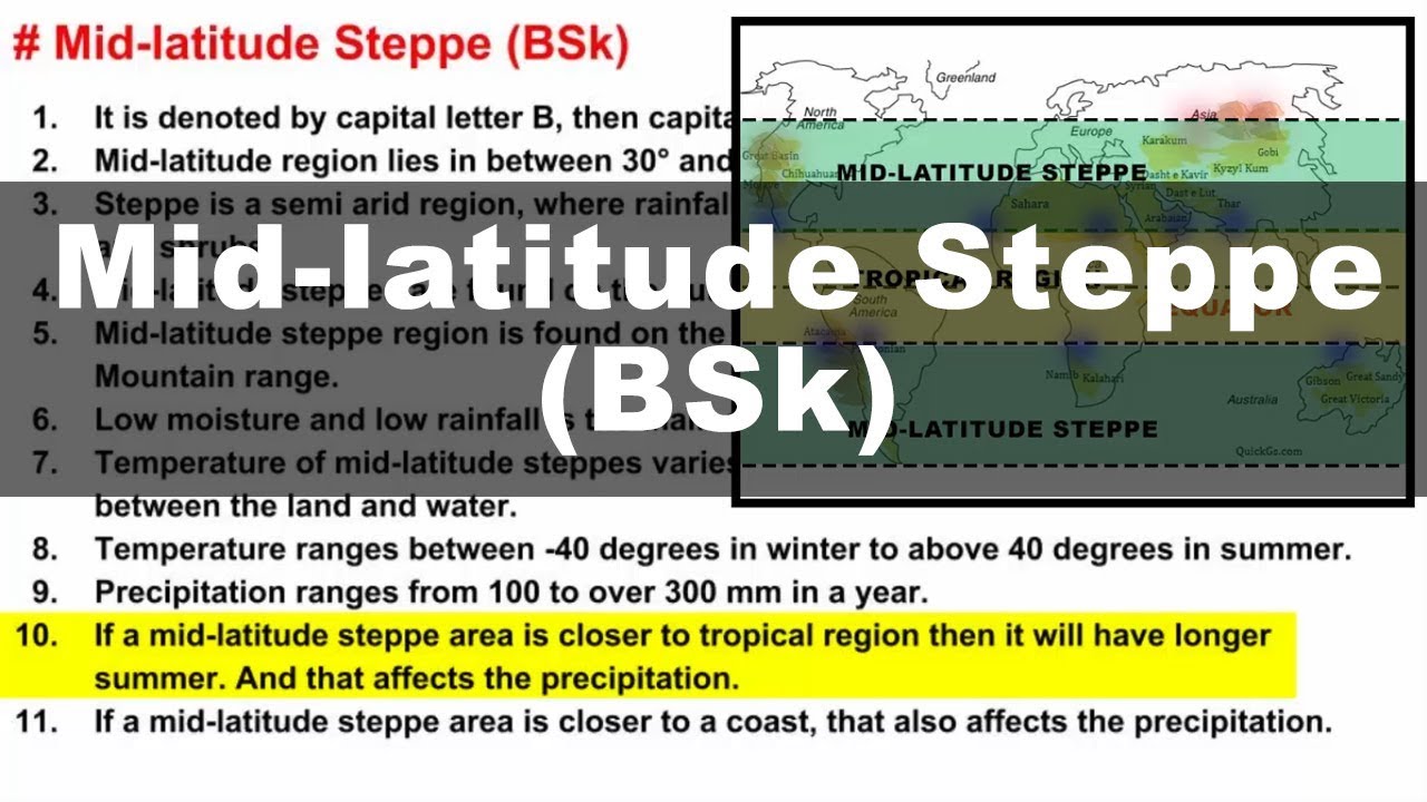 Koppen Scheme - Mid latitude Steppe (BSk) | UPSC IAS Geography