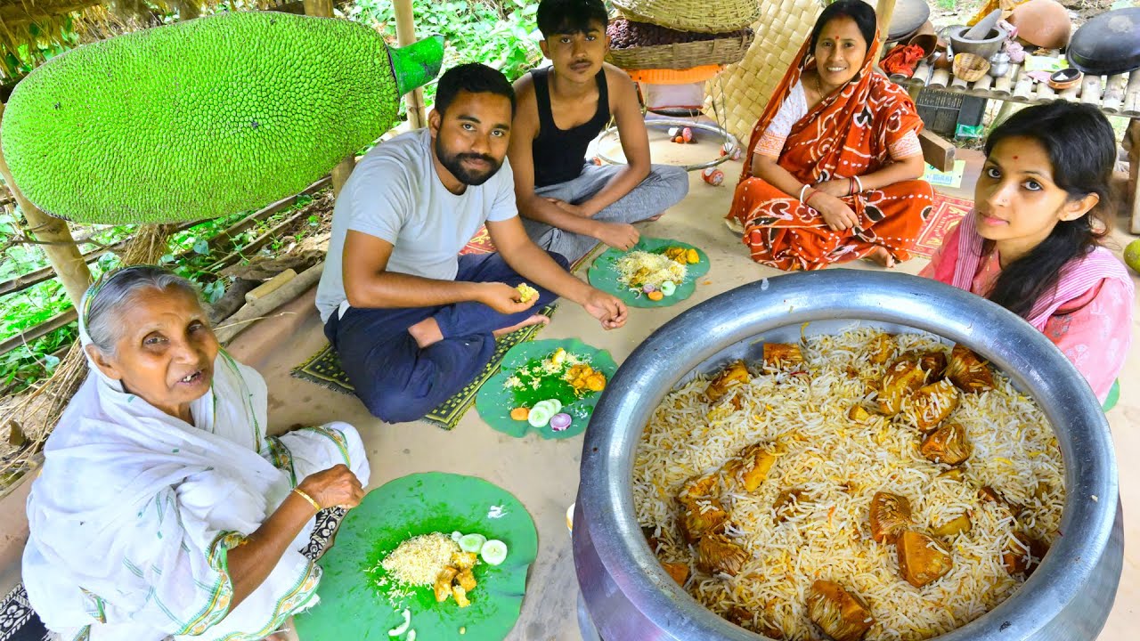 গাছের কচি এঁচোড় দিয়ে বিরিয়ানি | Echor Biryani Recipe | Village style making green jackfruit biryani