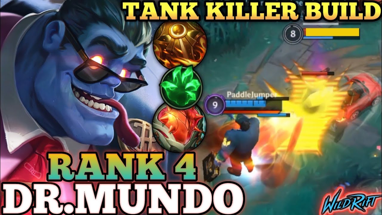 DR.MUNDO TOPLANE KILLER MVP PLAY! DEADLY TANK DMG - TOP 4 GLOBAL DR.MUNDO BY PaddleJumper- WILD RIFT
