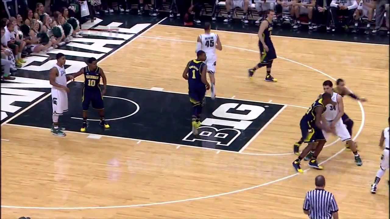 2014 Big Ten Men's  Basketball Michigan at Michigan State Highlights