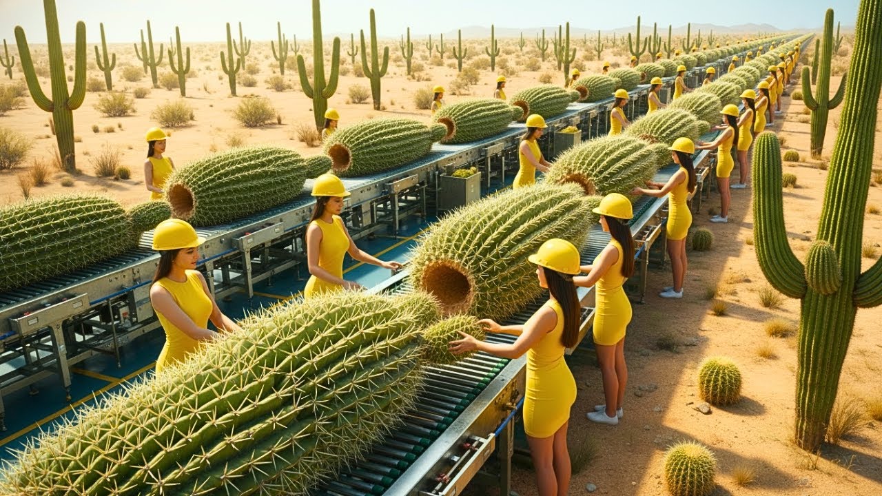 Dentro de la Mayor Fábrica de Alta Tecnología que Procesa Tallos de Cactus Frescos