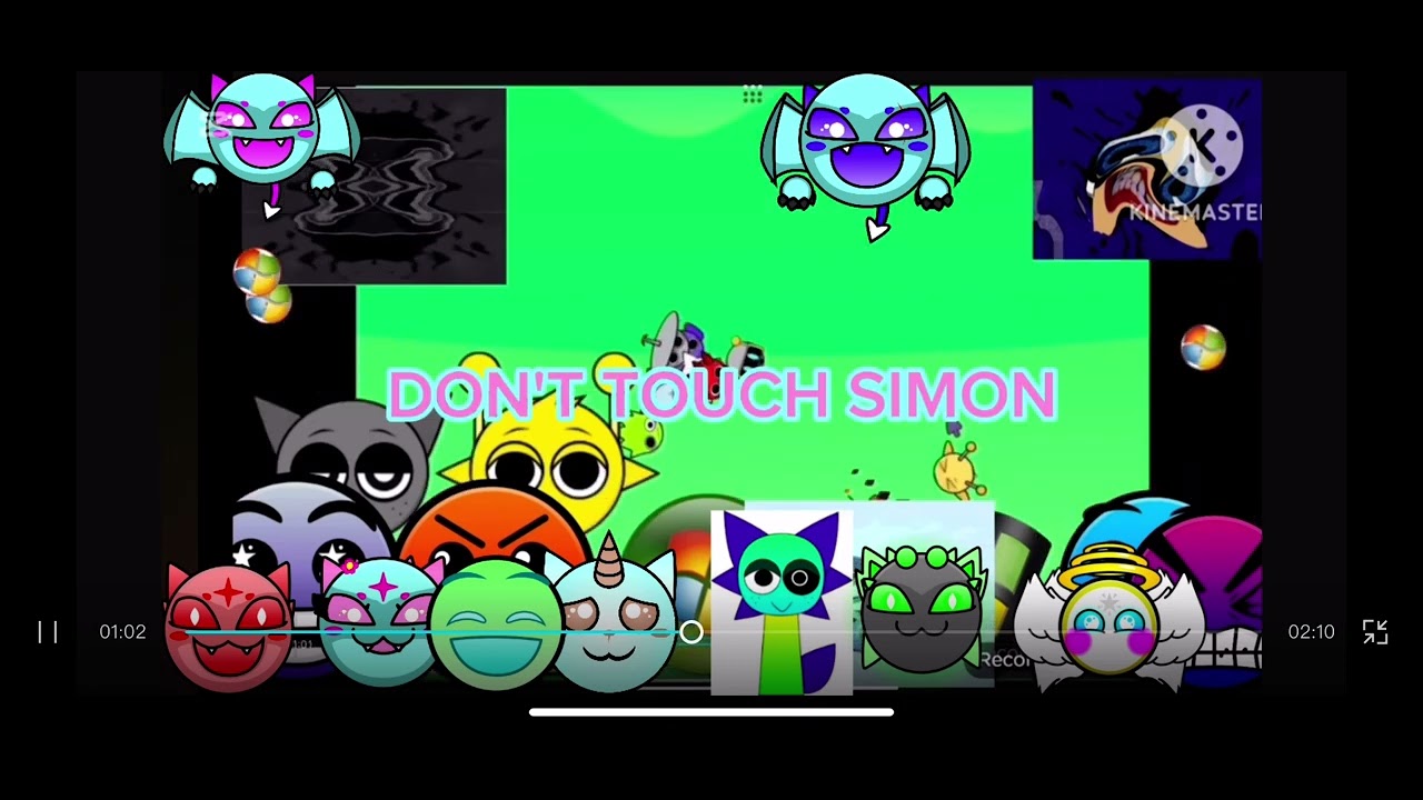 Sprunki interactive anti-piracy screen with 7 difficulty faces, sulfur and me