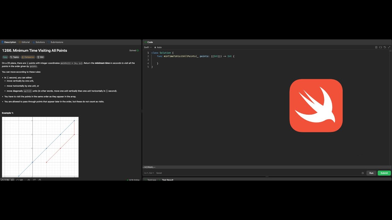 Minimum Time Visiting All Points | Leetcode 1266 - Swift