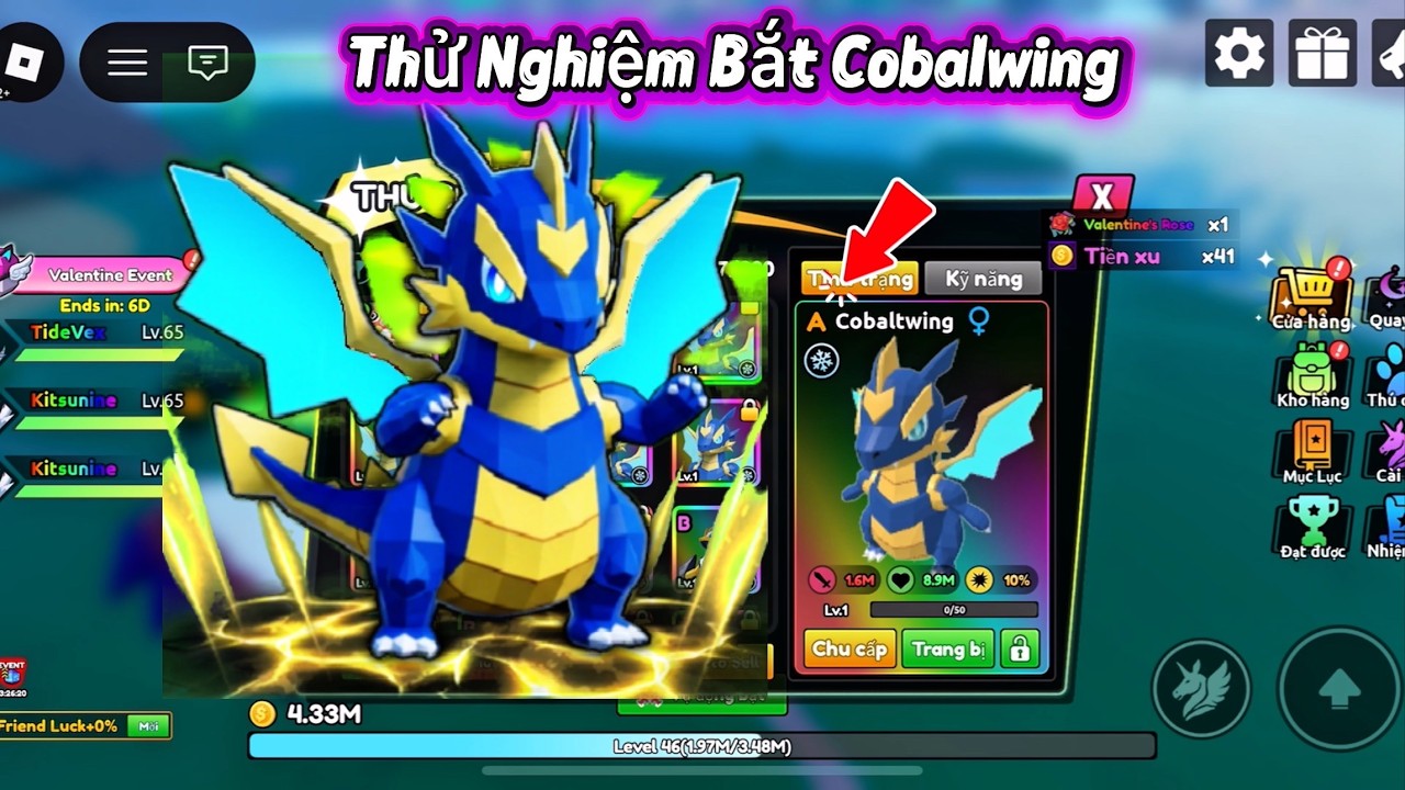 Cách Bắt Cobalwing Trong Catch a Monster ( Test ) #batmotconquaivat