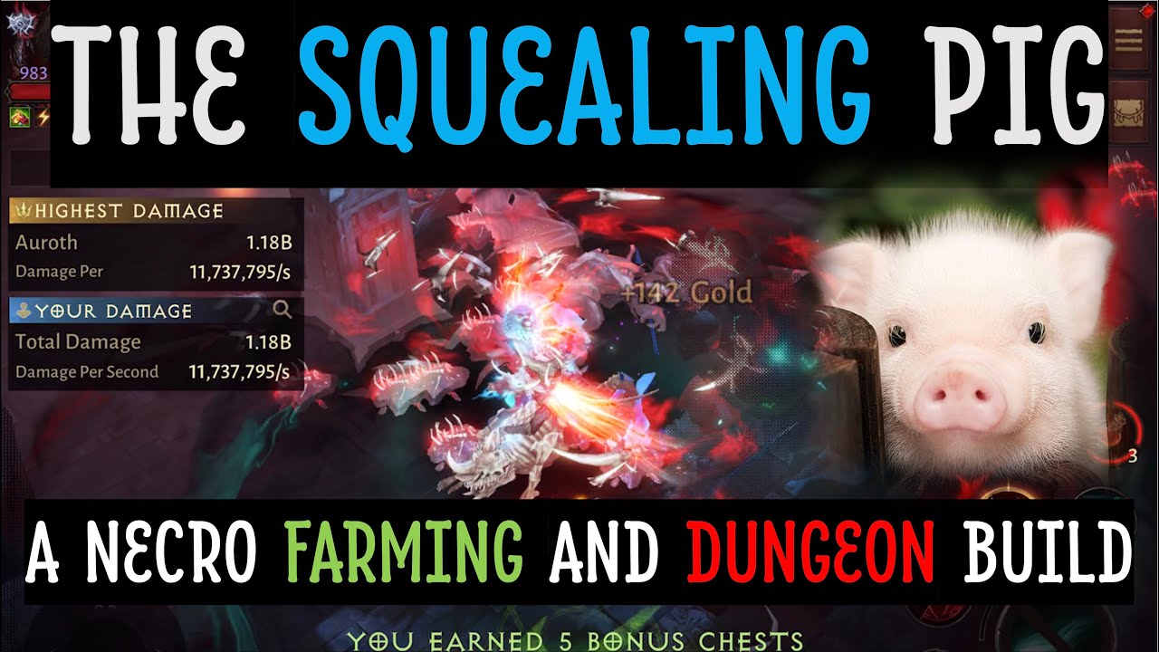 NECROMANCER FARMING AND DUNGEON BUILD - Huge AoE effects with a unique twist! (Squealing Pig)