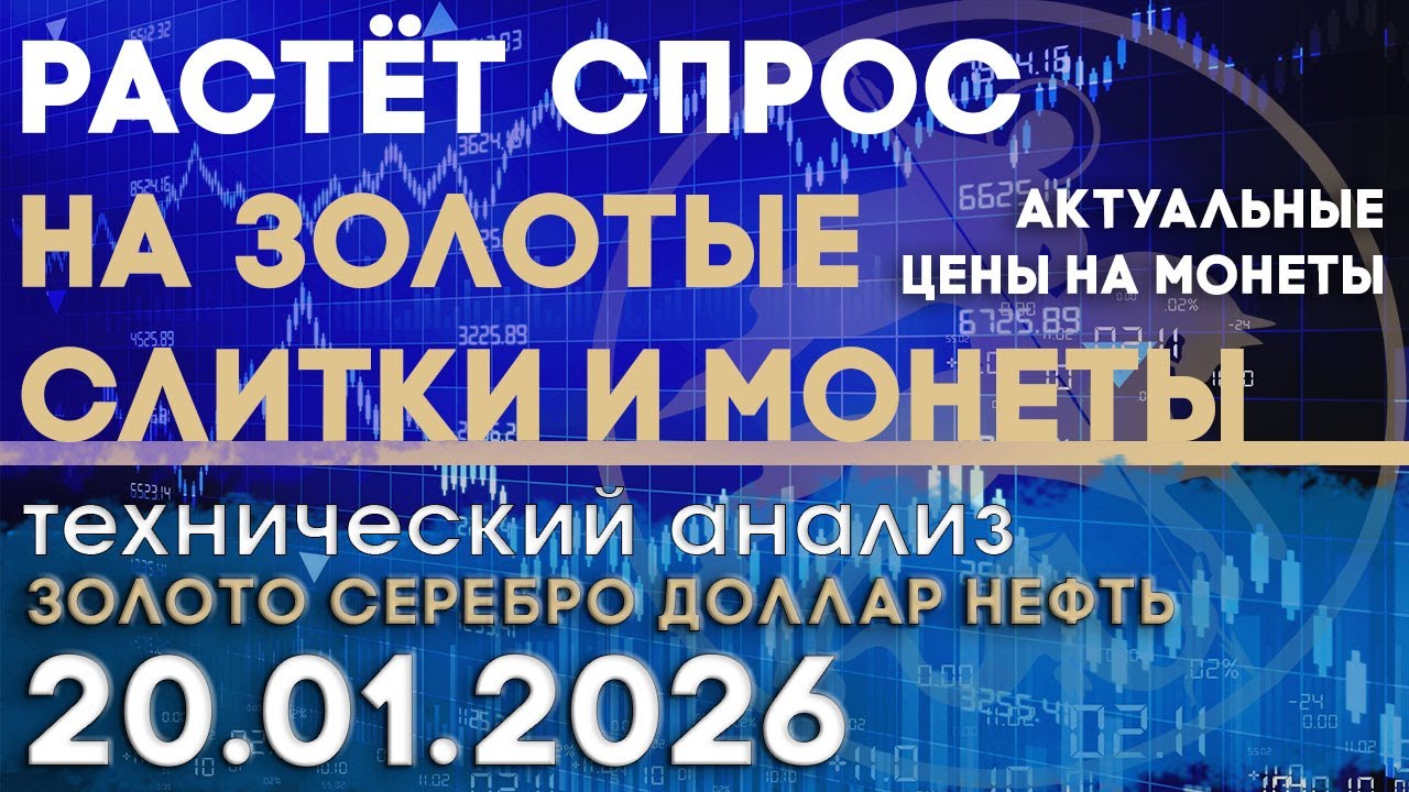 О росте спроса на золотые слитки и монеты. Анализ рынка золота, серебра, нефти, доллара 20.01.2026 г