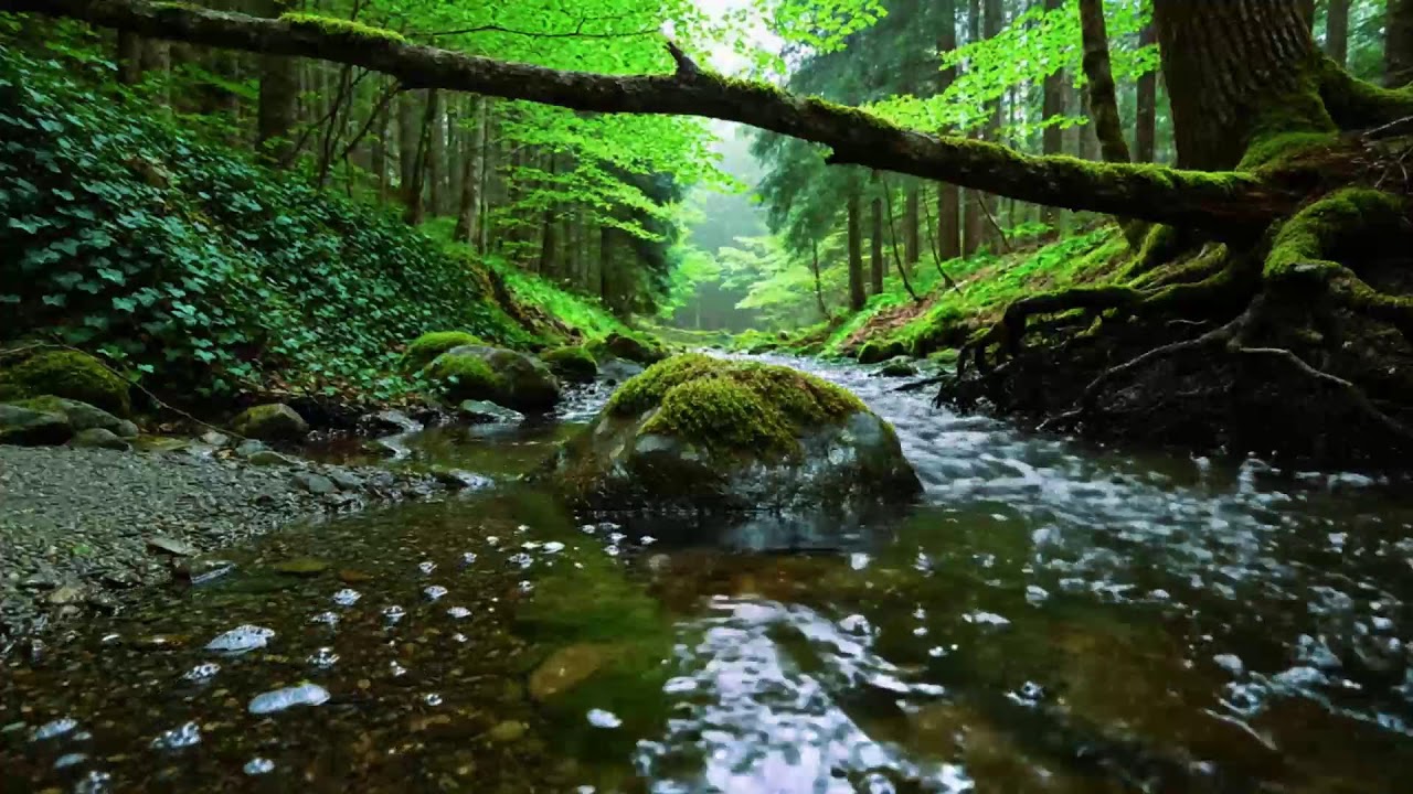 Calming Forest Ambience 🌿 River Flowing Birds Chirping in Hidden Forest Ambience for Rest Medicine