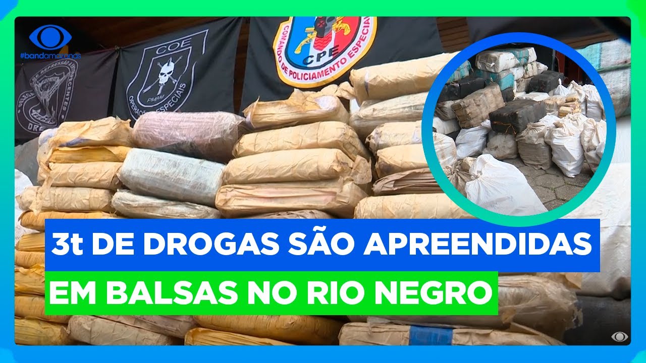 Quase 3 toneladas de drogas apreendidas em balsas no Rio Negro em a&ccedil;&atilde;o integrada da PM e PF