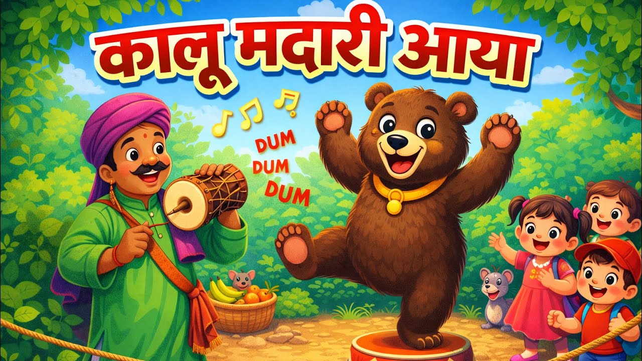 Kaalu Madari Aya | कालू मदारी आया । Hindi Rhyme Nursery cartoon poem 2026 