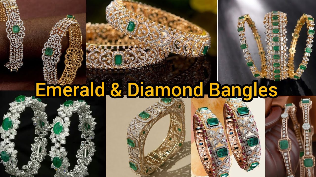 Latest Emerald & Diamond Bangles Designs||#emeraldbangles #diamondbangles