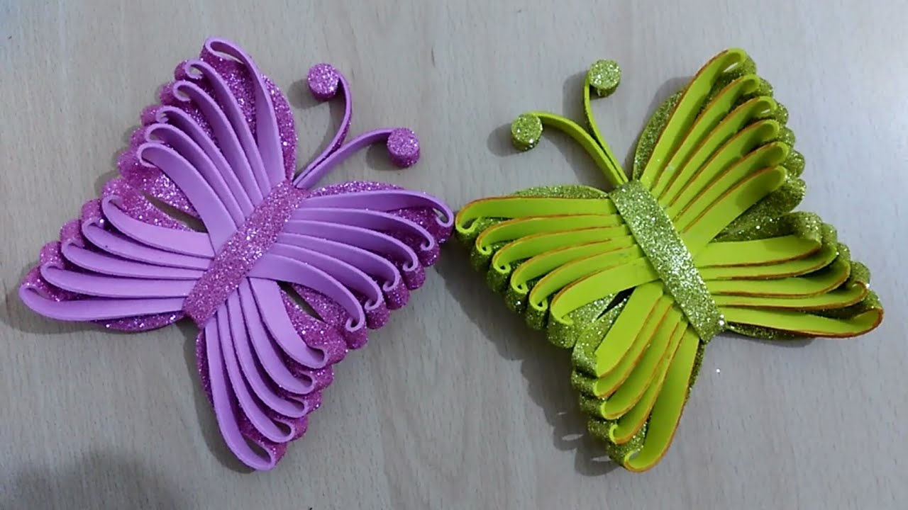 عمل فني بورق الفوم/ فراشة من الفوم للديكور/ DIY Home Decor / Arts and craft Farfalla con gomma eva