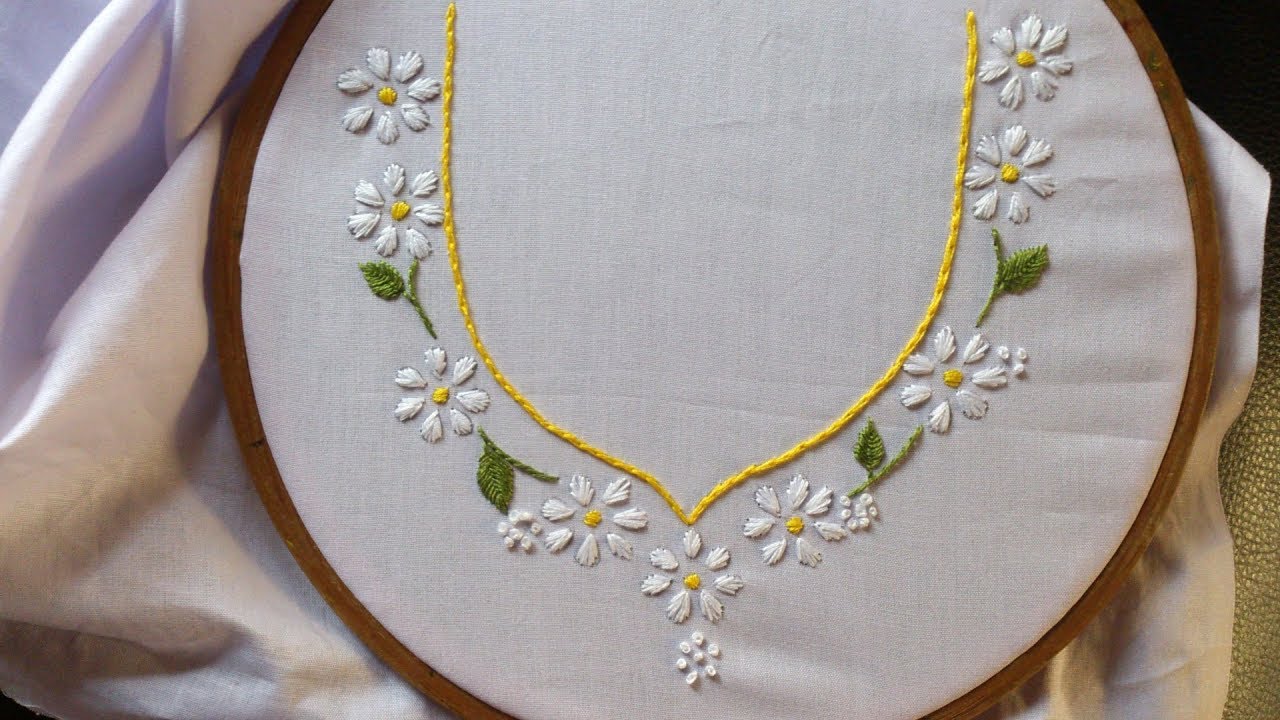 Hand embroidery. Neck design for dresses  and blouses. Hand embroidery stitches for beginners.