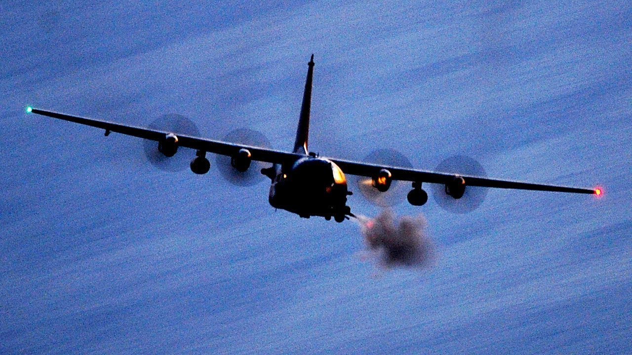 AC 130J Ghostrider gunship live fire exercise