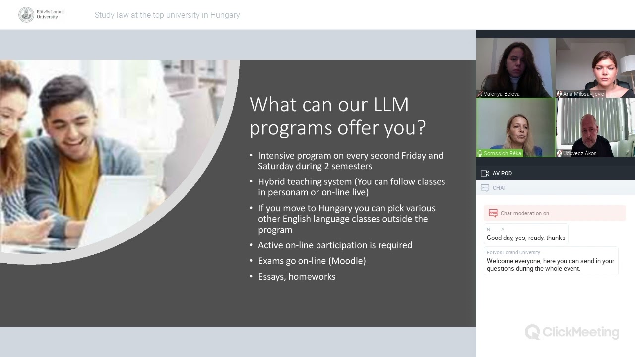 Introduction of the LLM programs at ELTE