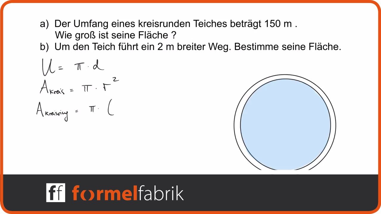 Kreisberechnung: Flächeninhalt und Kreisring – Textaufgabe Teich