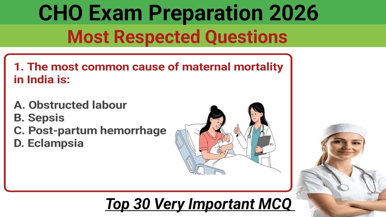 CHO Exam Preparation 2026 | CHO Previous Year Questions | MCQ for cho exam #cho #staff_nurse