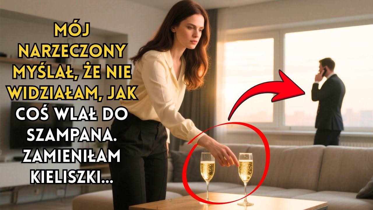 Mój narzeczony myślał, że nie widziałam, jak coś wlał do szampana. Zamieniłam kieliszki…