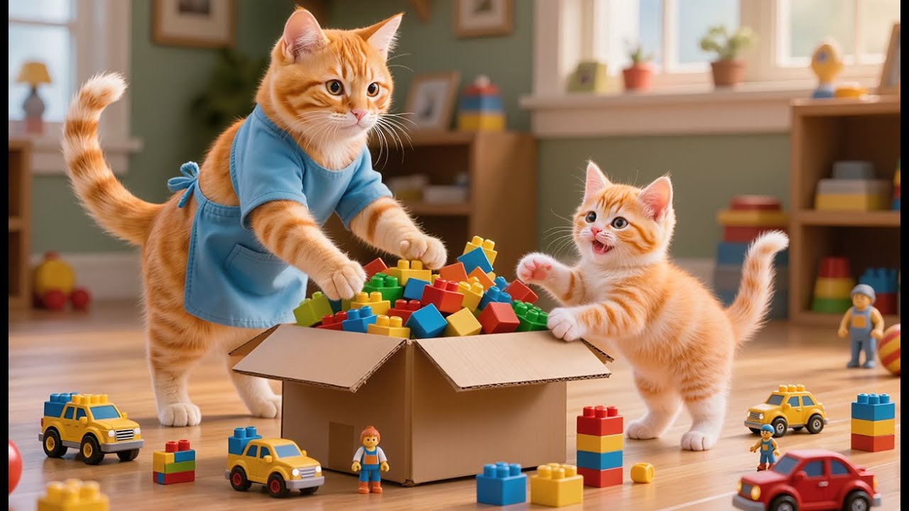 Mama Cat Trims Fur on the Farm and Makes Tiger Hat For Kittens At Home🐾🎩🐯