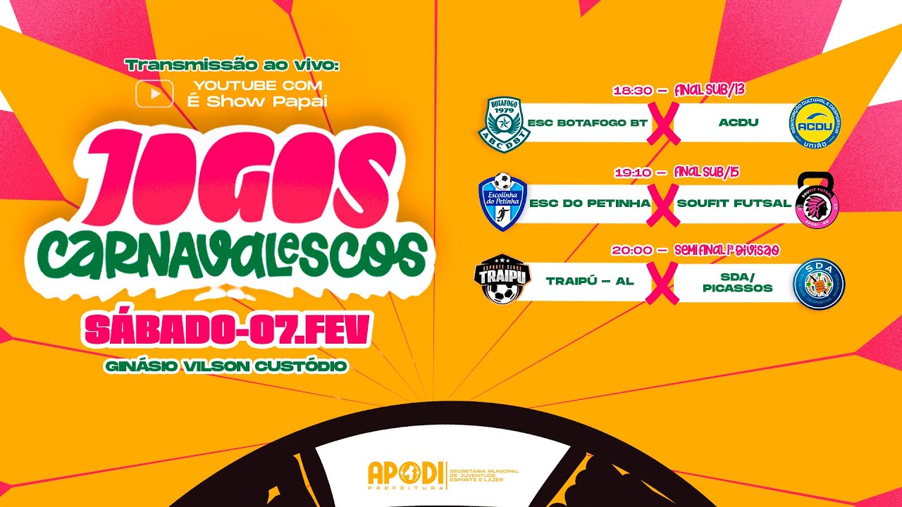 JOGOS CARNAVALESCOS 2026 - FINAL SUB 13 - FINAL SUB 15 - SEMI FINAL 1ª DIVISÃO 23/24