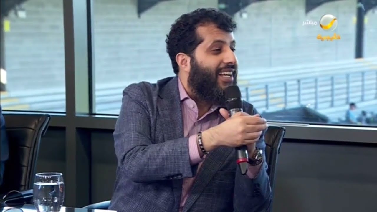 لقاء تركي العجمة مع معالي المستشار تركي ال الشيخ خلال استديو الهلال والميريا