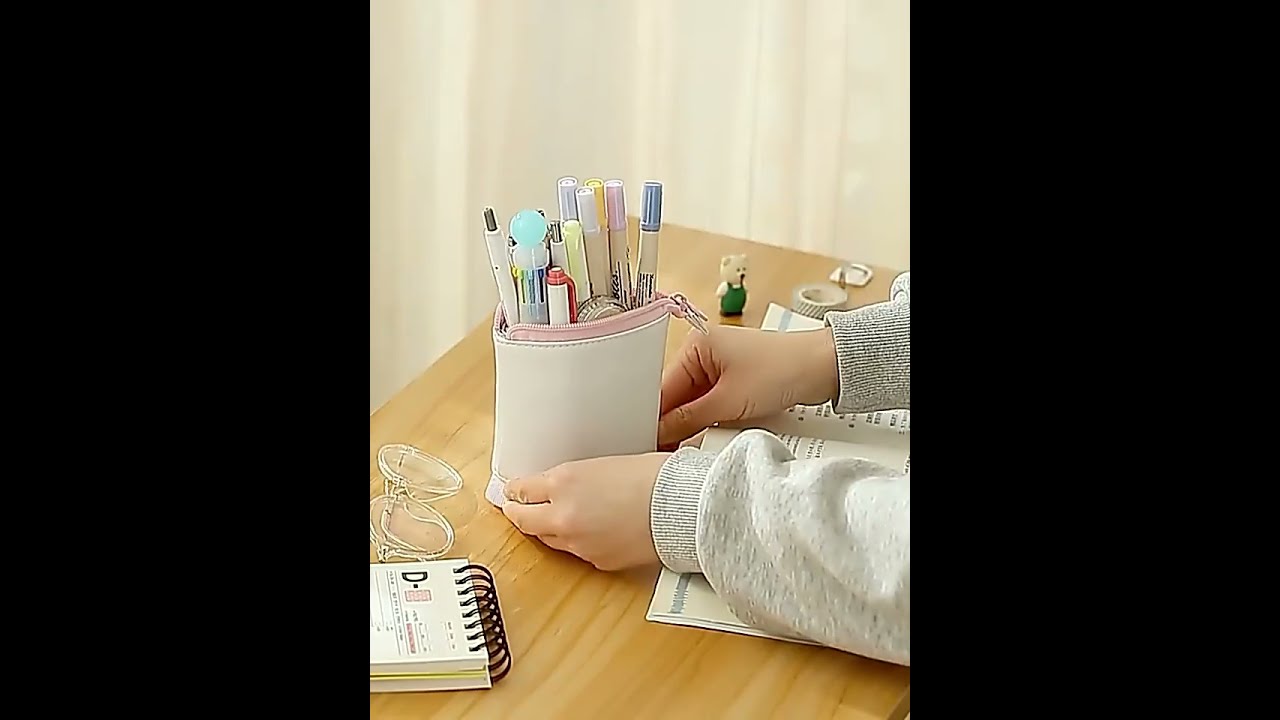 Bolsa de caneta estojo retr&aacute;til de lona escola Estojos para l&aacute;pis grande bolsa de papelaria