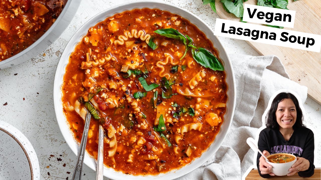 Веганский суп с лазаньей | Простое, уютное и вкусное блюдо в одной кастрюле 🍲✨