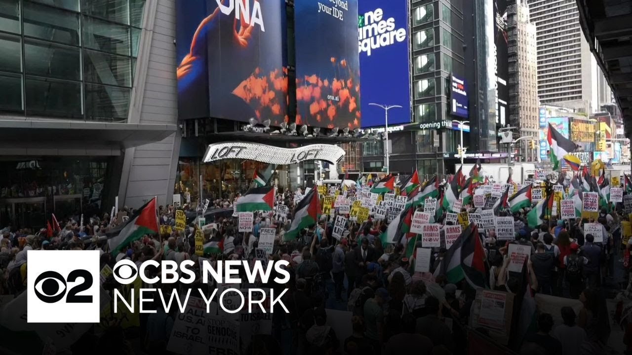 Protesters gather for Netanyahu's speech at United Nations