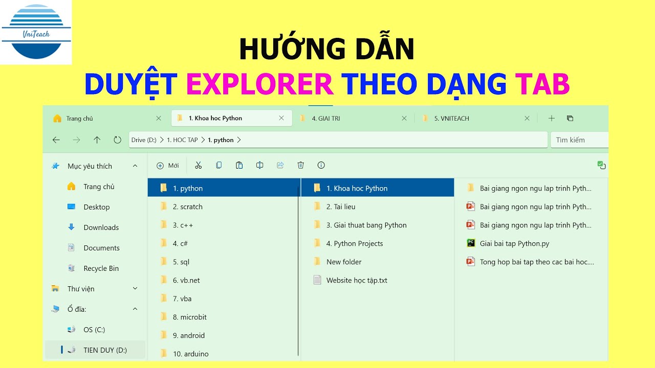 Hướng dẫn duyệt Explorer theo dạng Tab chuyên nghiệp như trình duyệt web | VniTeach Channel