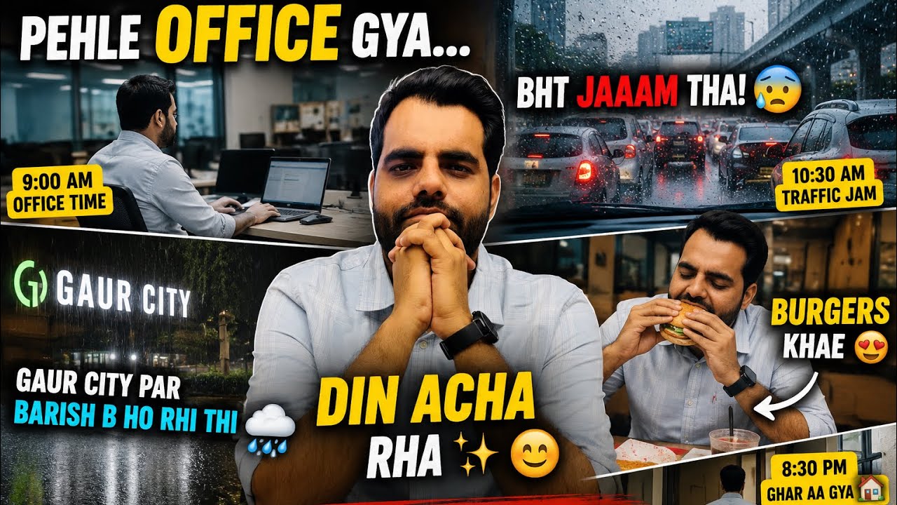 🌧️ Noida Mein Aisa Traffic Jam Dekhkar Shock Ho Gaya! 😱🌧️ Gaur City Traffic + Rain | Full Day Vlog