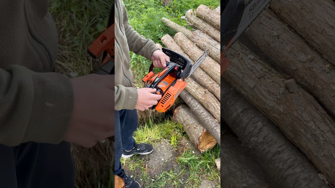 Chainsaw STURMAX Cold Starting Work 🪚✅ #chainsaw #work #shorts