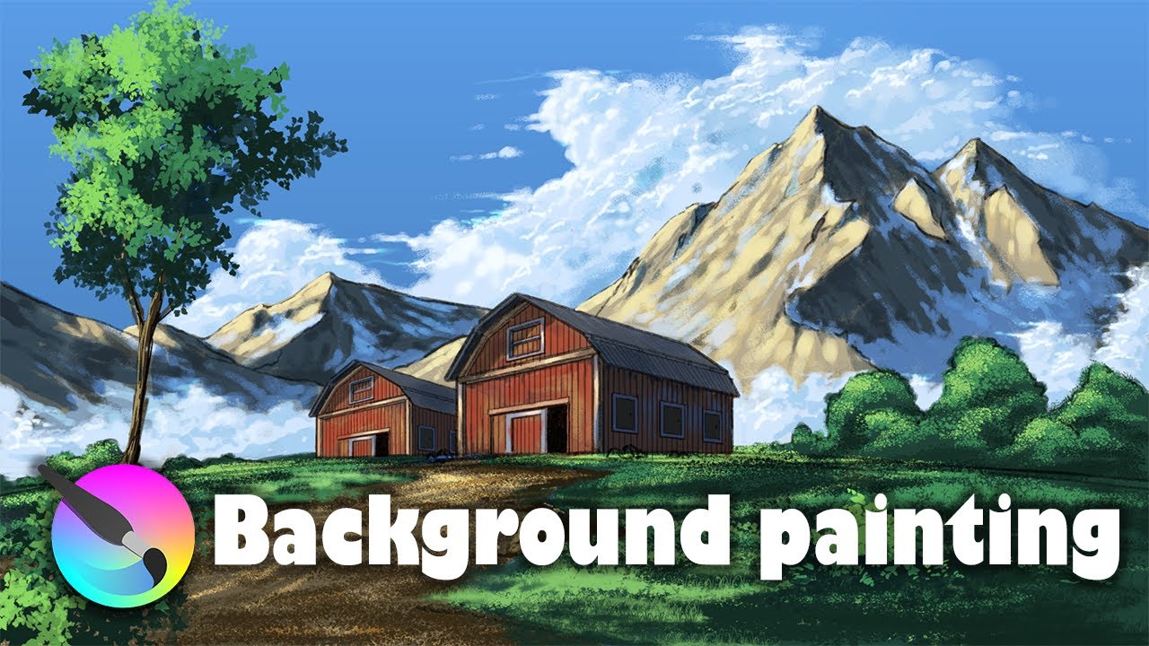 BACKGROUND PAINTING IN KRITA | LANDSCAPE PAINTING FOR ANIMATION IN KRITA #SKETCHES #backgroundpaint