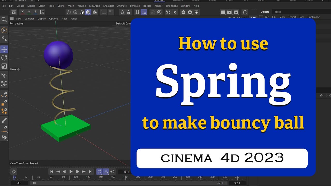 How to make bouncy ball using Spring and Slider connector in Cinema 4D 2023 @MaxonVFX ​