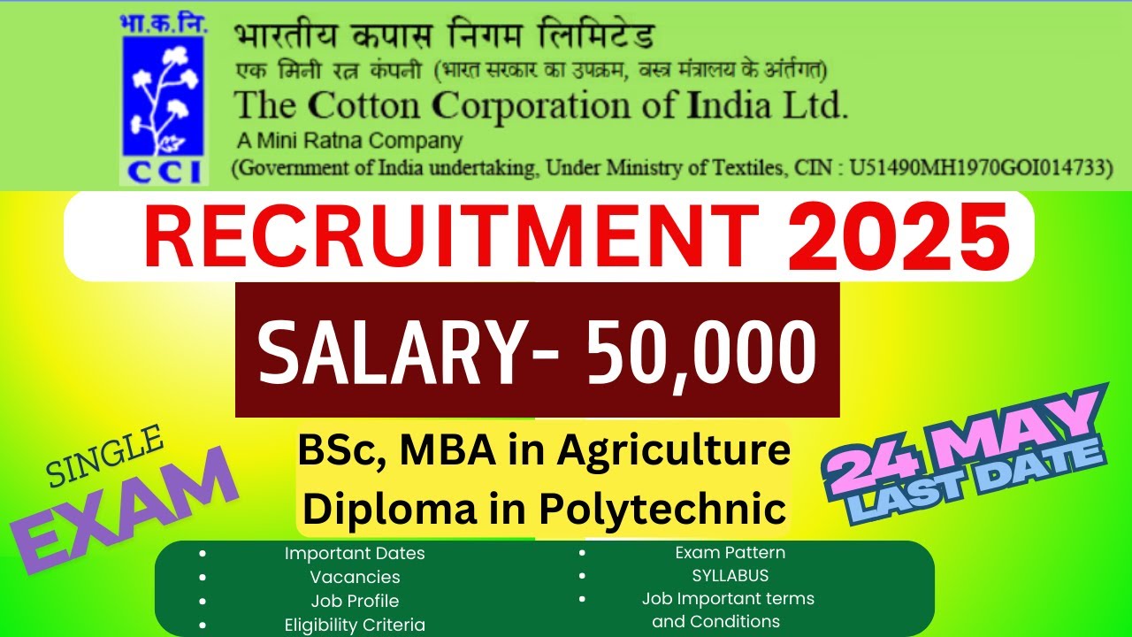 📢 CCI Recruitment 2025 | Cotton Corporation Of India Eligibility, Syllabus, Exam Pattern, Salary I