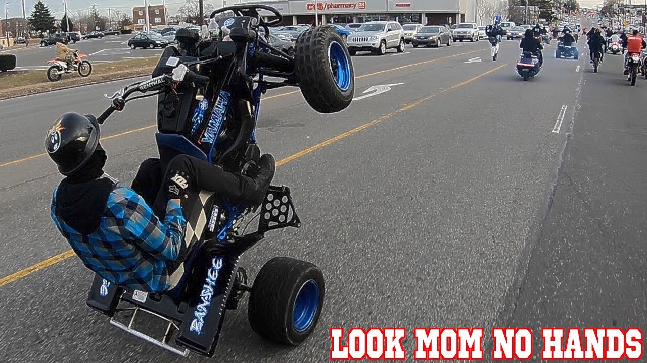 LONGEST NO HAND WHEELIE ON A BANSHEE ! | BRAAP VLOGS