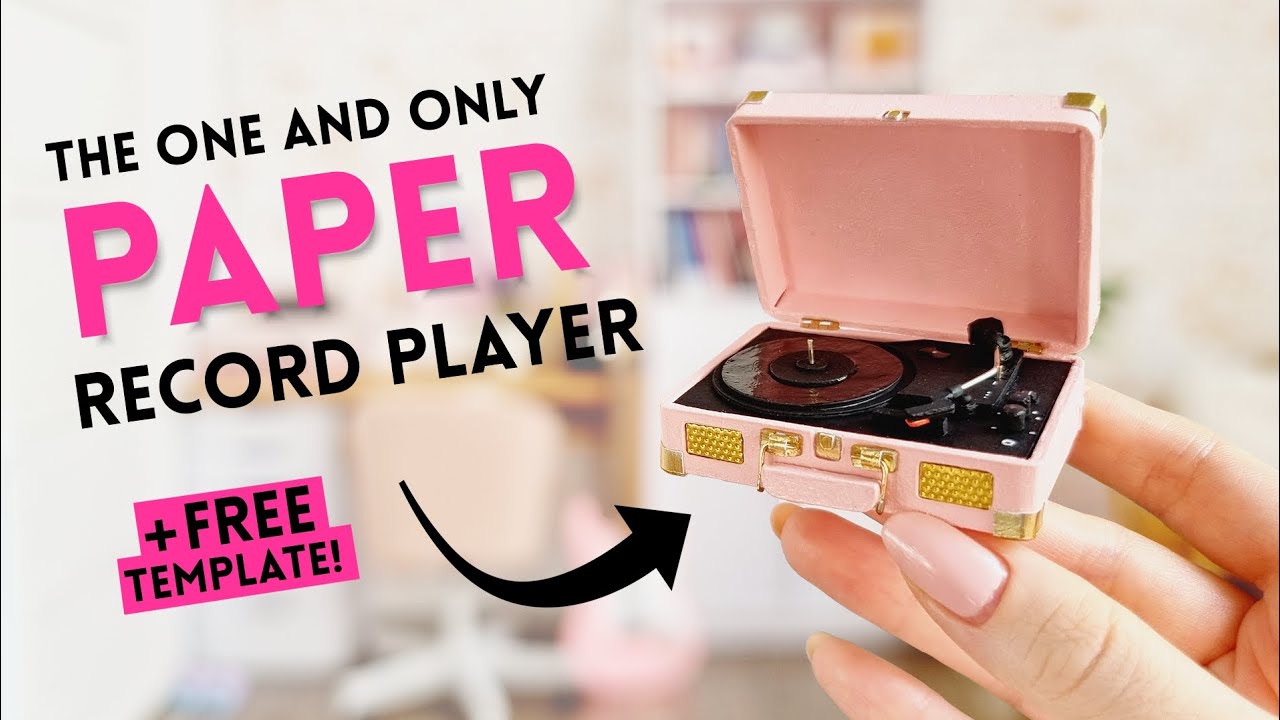 Miniature RECORD PLAYER for BARBIE DOLLS | How to make a DOLLHOUSE Record Player + BRIEFCASE w/paper