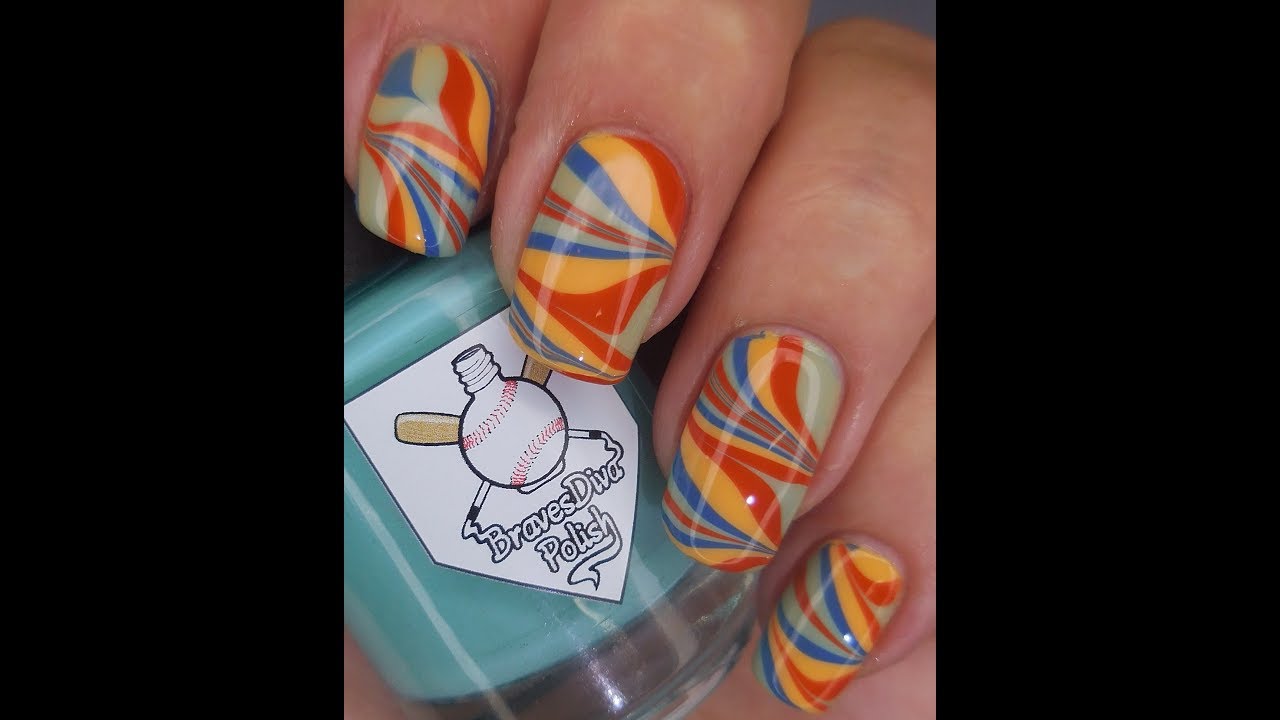Braves Diva Polish ~ Nana's Island Escape ~ Water Marble