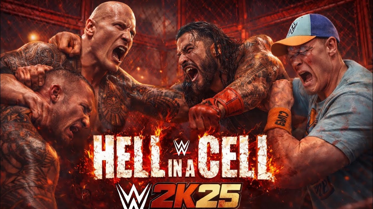 JOHN CENA & RANDY ORTON vs THE ROCK & ROMAN REIGNS 😱 HELL IN A CELL WAR — Bloodline DESTROYED?! | 