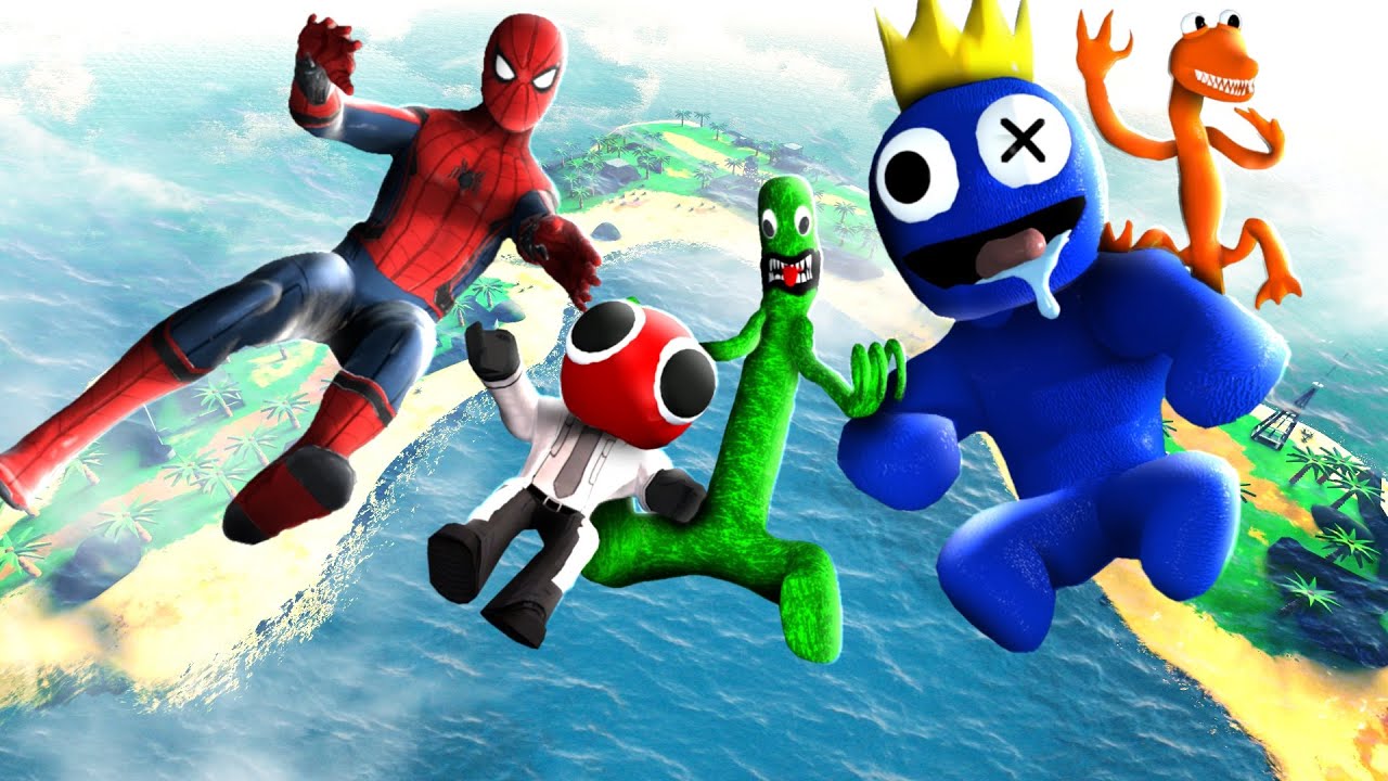 RAINBOW FRIENDS and SPIDERMAN in Garry's Mod - Epic Ragdolls episode 1