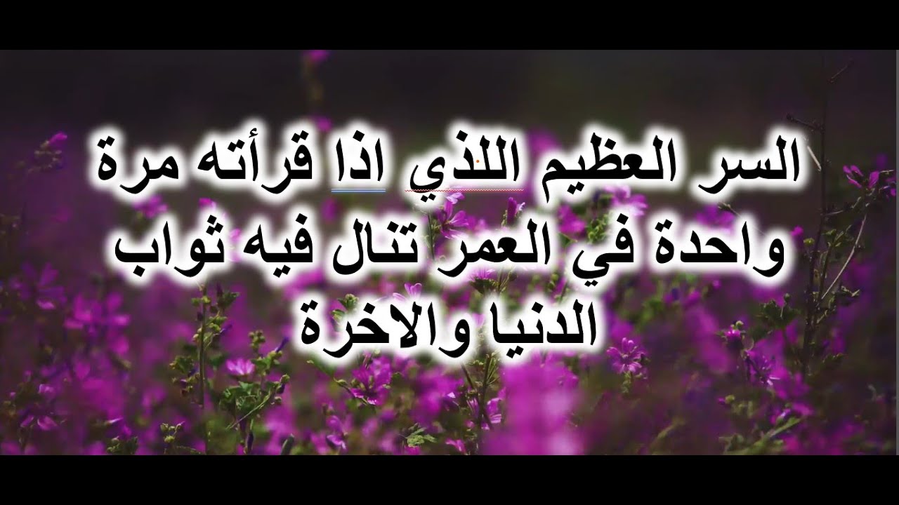 السر العظيم الذي اذا ذكرته مرة واحدة تنال ثواب الدنيا والاخرة...