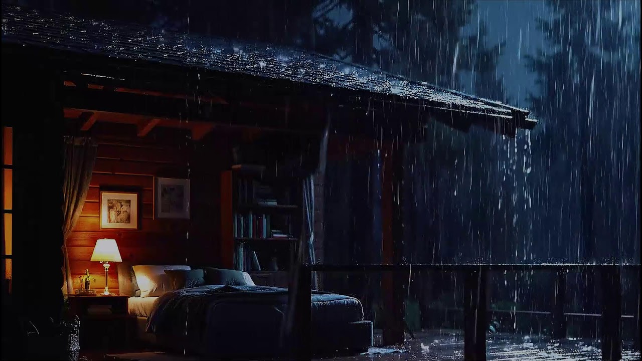Peaceful Night Rainfall on Rooftops with Gentle Thunder | Cozy ASMR Sounds for Deep Relaxation
